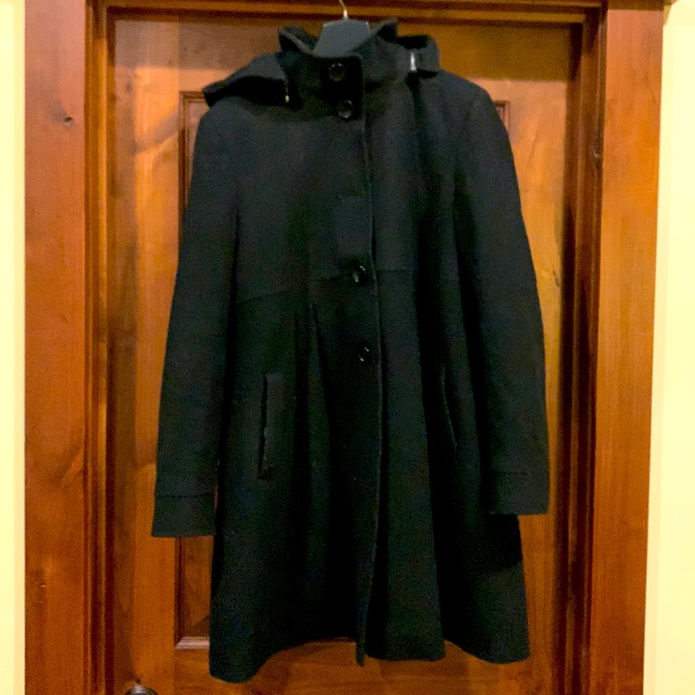 Vintage DKNY black wool babydoll coat size 12